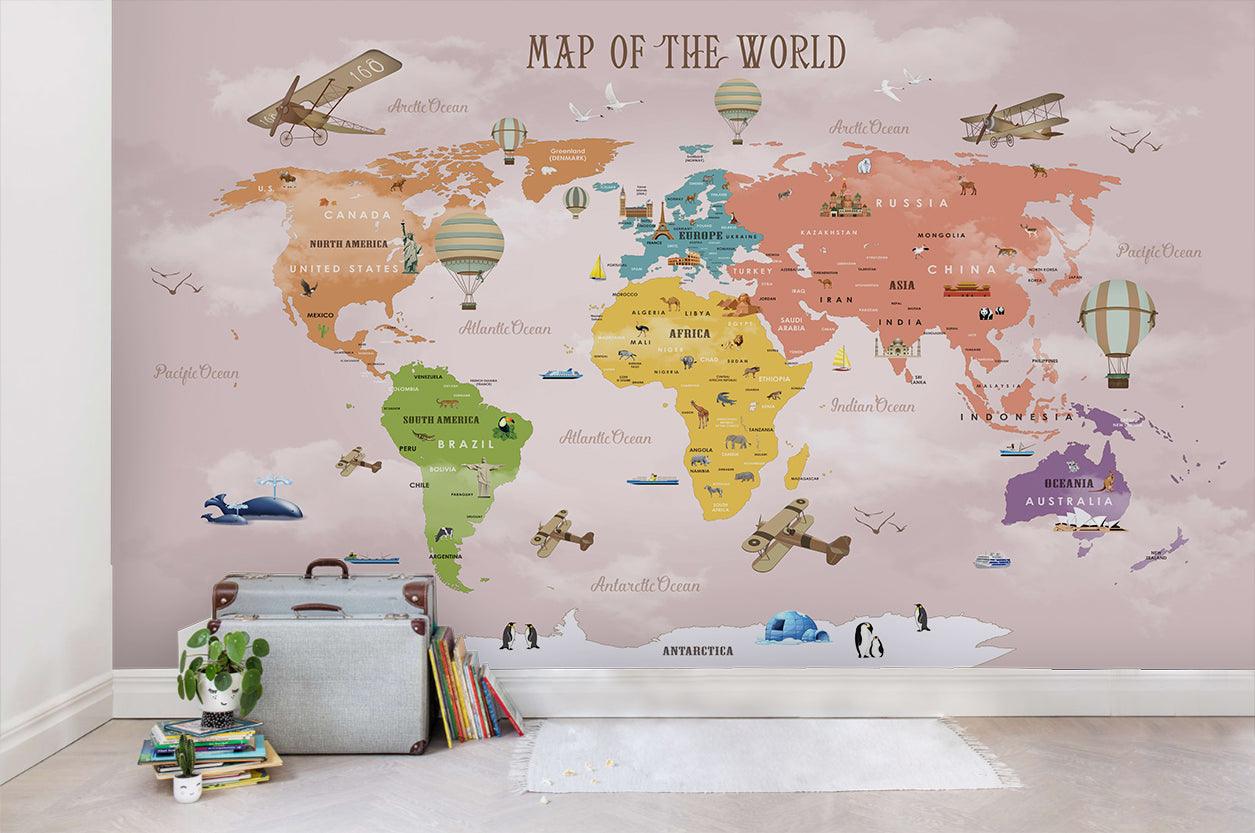 3D World Map Wall Mural Wallpaper SF39- Jess Art Decoration