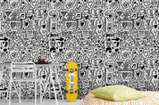 3D Abstract Valentine's Day Design Doodle Wall Mural Wallpaper LQH 66- Jess Art Decoration
