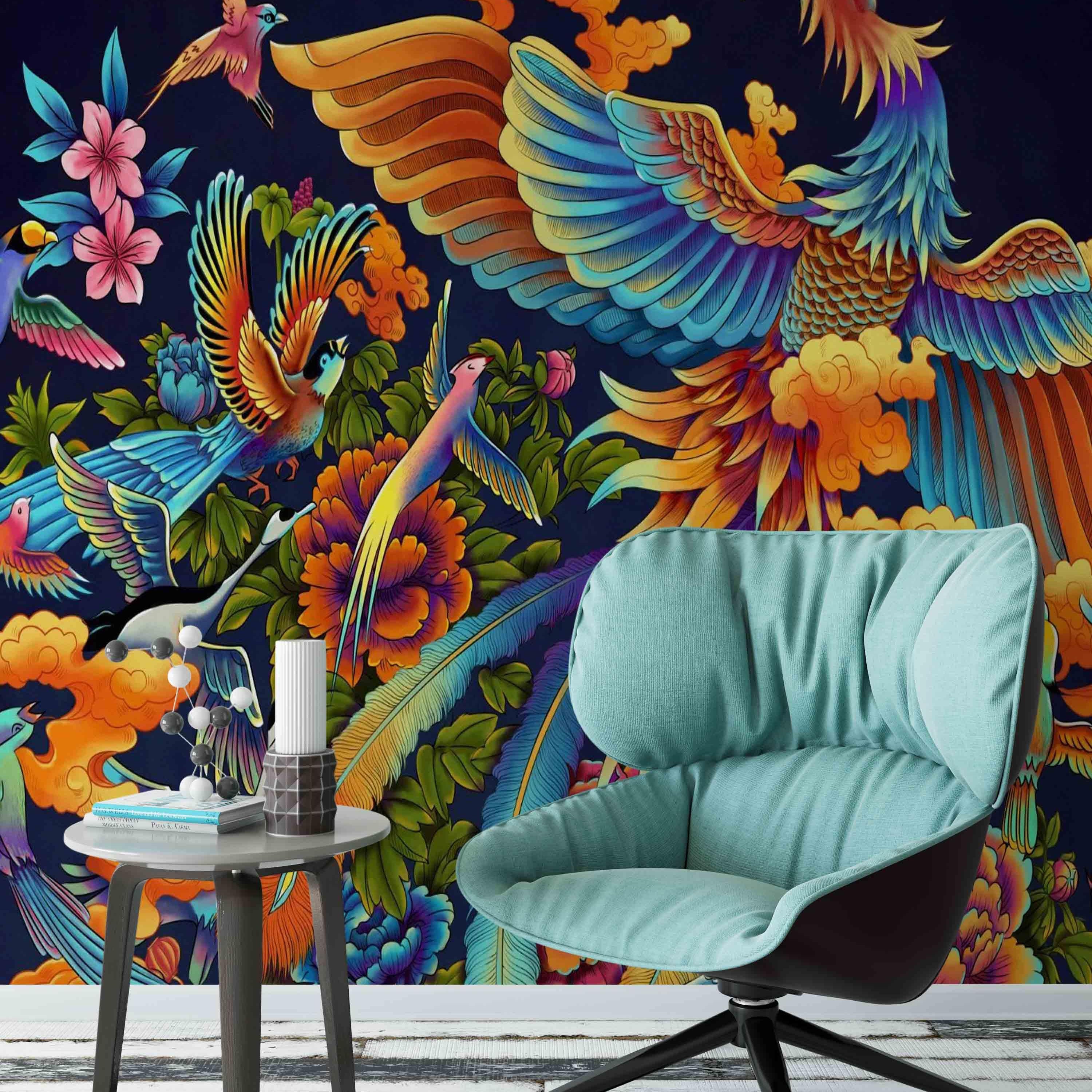 3D Phoenix Floral Wall Mural Wallpaper 19- Jess Art Decoration
