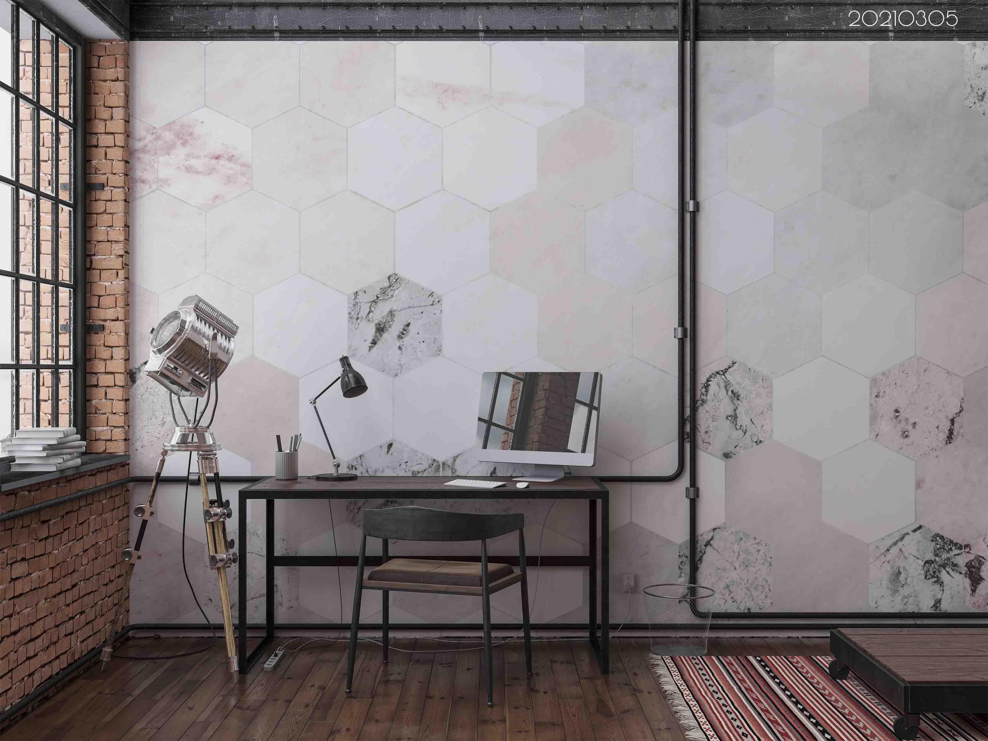 3D Pink Geometric Hexagon Wall Mural Wallpaper LQH 29- Jess Art Decoration
