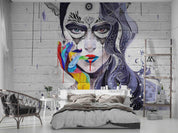 3D Abstract Graffiti Woman Wall Mural Wallpaper LQH 59- Jess Art Decoration