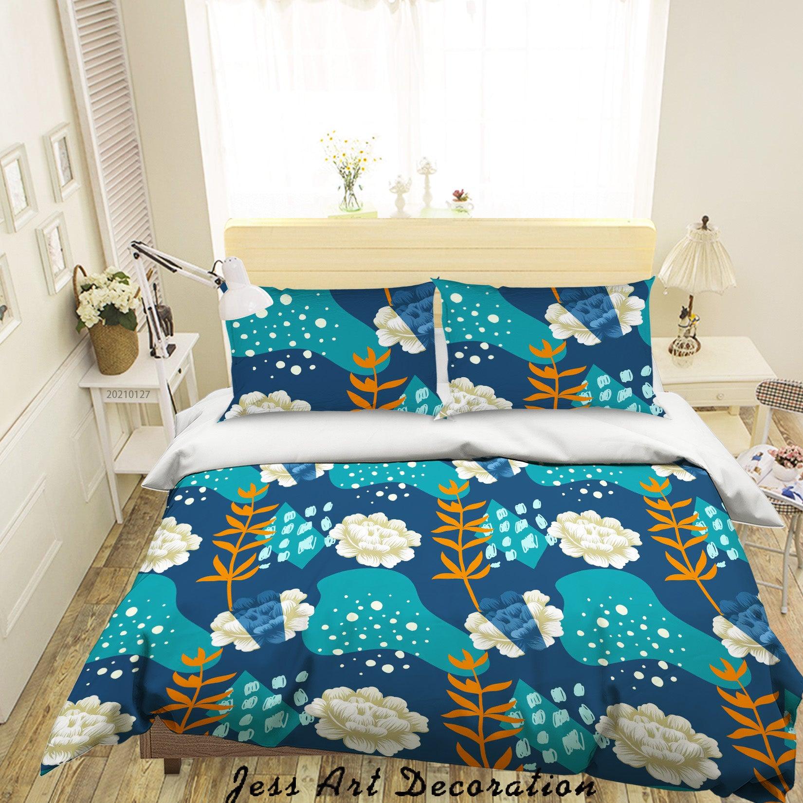 3D Abstract Floral Leaves Quilt Cover Set Bedding Set Duvet Cover Pillowcases 95- Jess Art Decoration