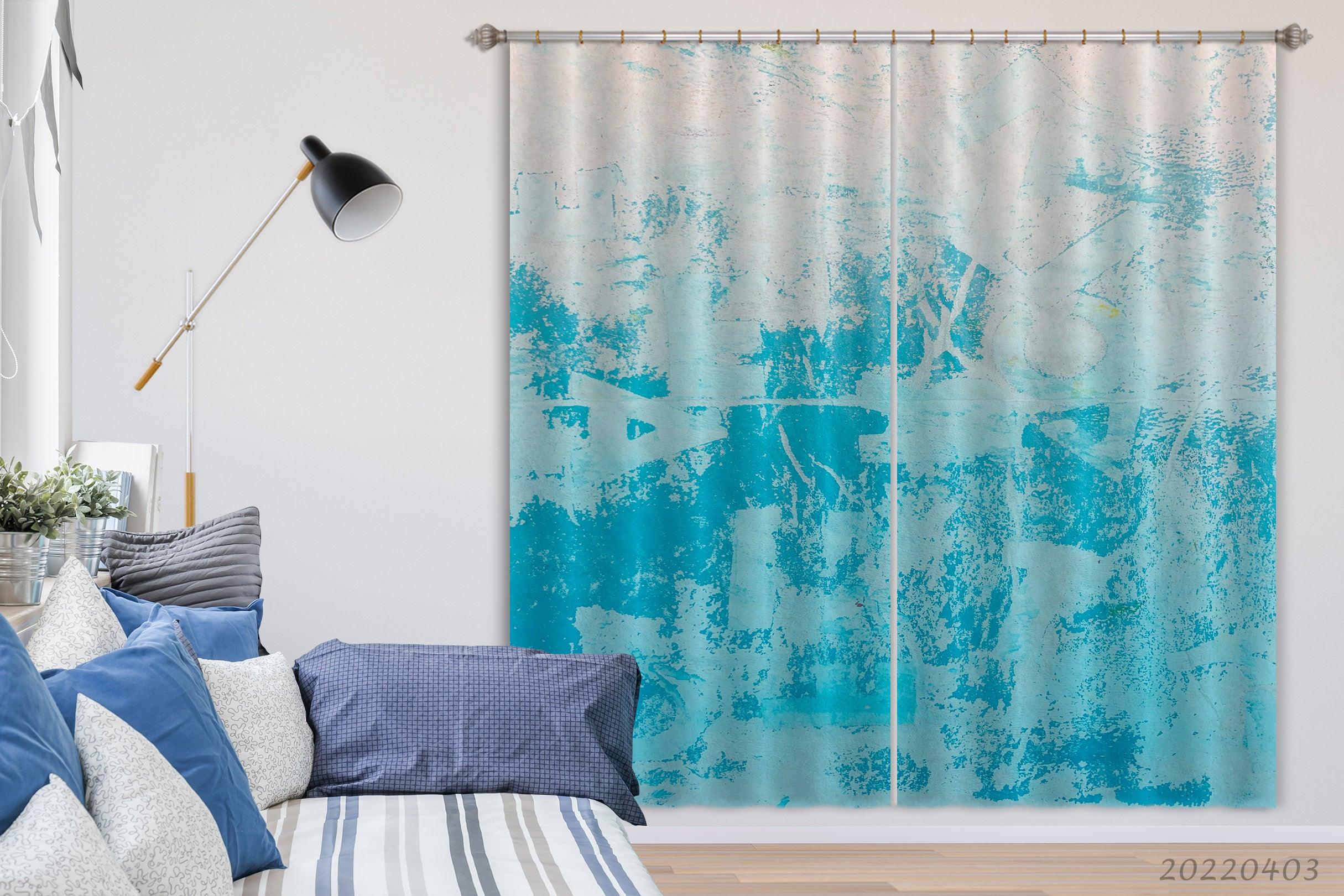 3D Abstract Blue Texture Pattern Curtains and Drapes GD 3401- Jess Art Decoration