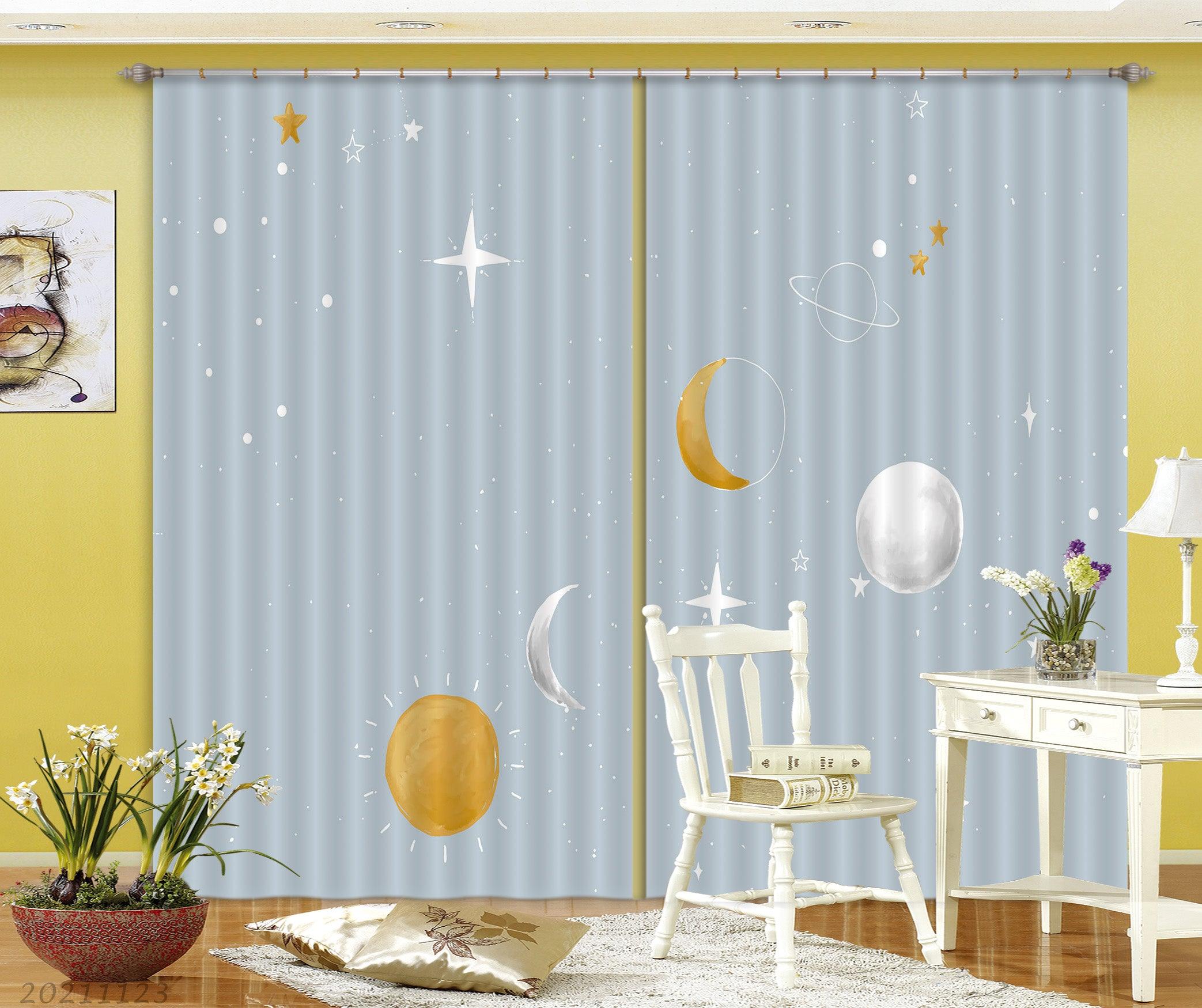 3D Space Planet Star Moon Curtains and Drapes LQH 137- Jess Art Decoration