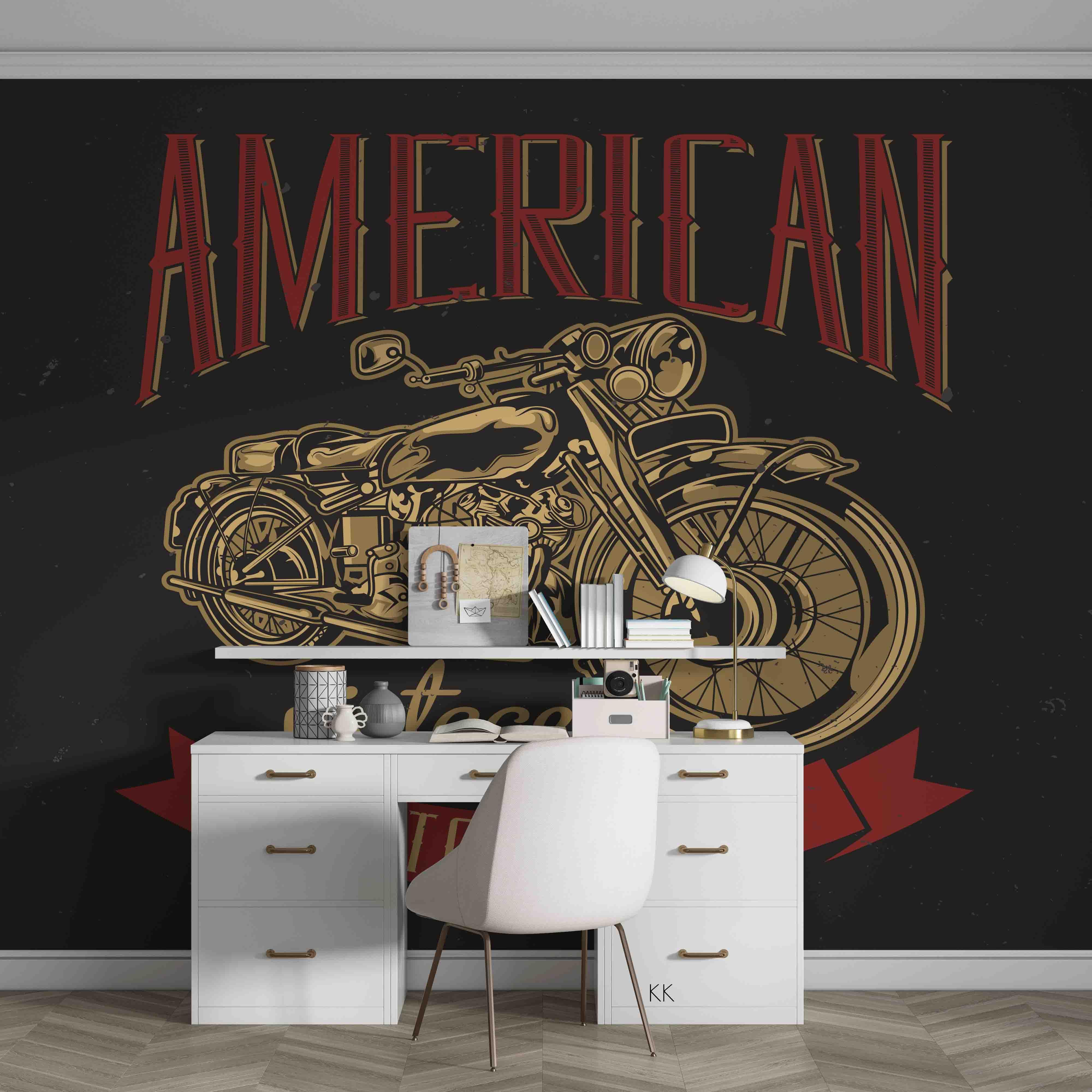 3D Classic American Motorcycle Illustration Wall Mural Wallpaper GD 3215- Jess Art Decoration