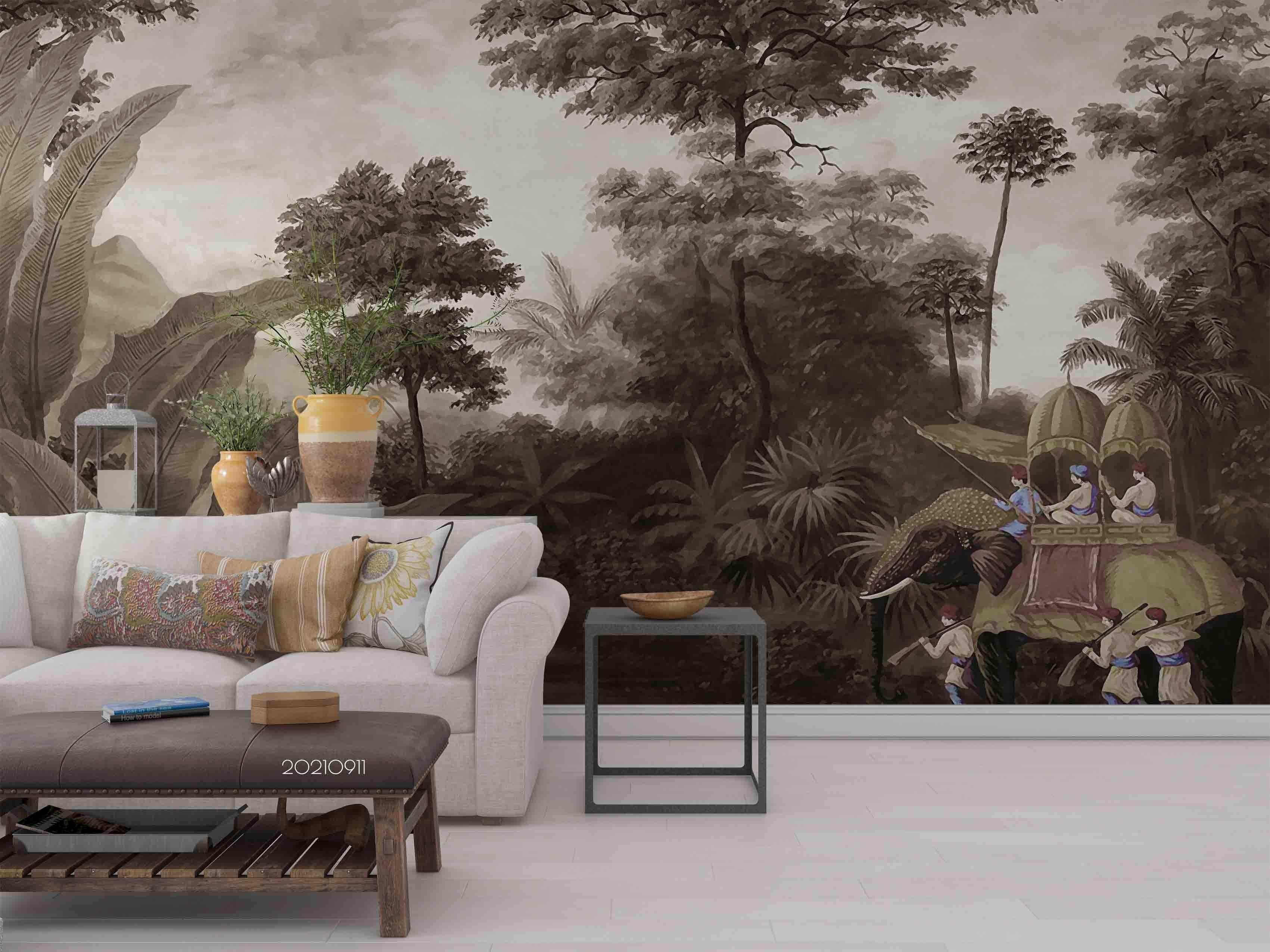 3D Retro Forest Green Wall Mural Wallpaper LQH 704- Jess Art Decoration