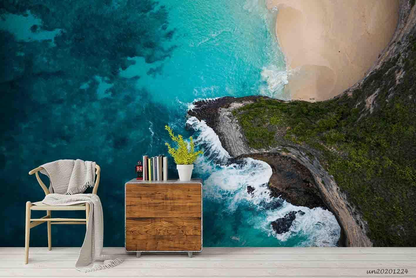3D Overlooking Blue Sea Landscape Wall Mural Wallpaper LQH 70- Jess Art Decoration