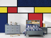 3D Retro Red Yellow Blue Geometric Background Wall Mural Wallpaper GD 1168- Jess Art Decoration
