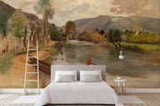3D european style country river oil painting wall mural wallpaper 52- Jess Art Decoration