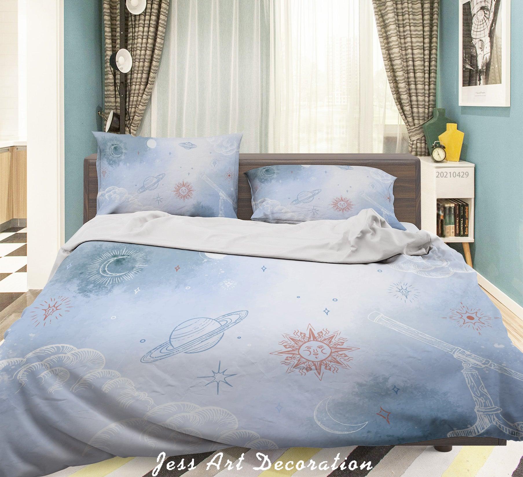 3D Watercolor Space Planet Quilt Cover Set Bedding Set Duvet Cover Pillowcases 185- Jess Art Decoration