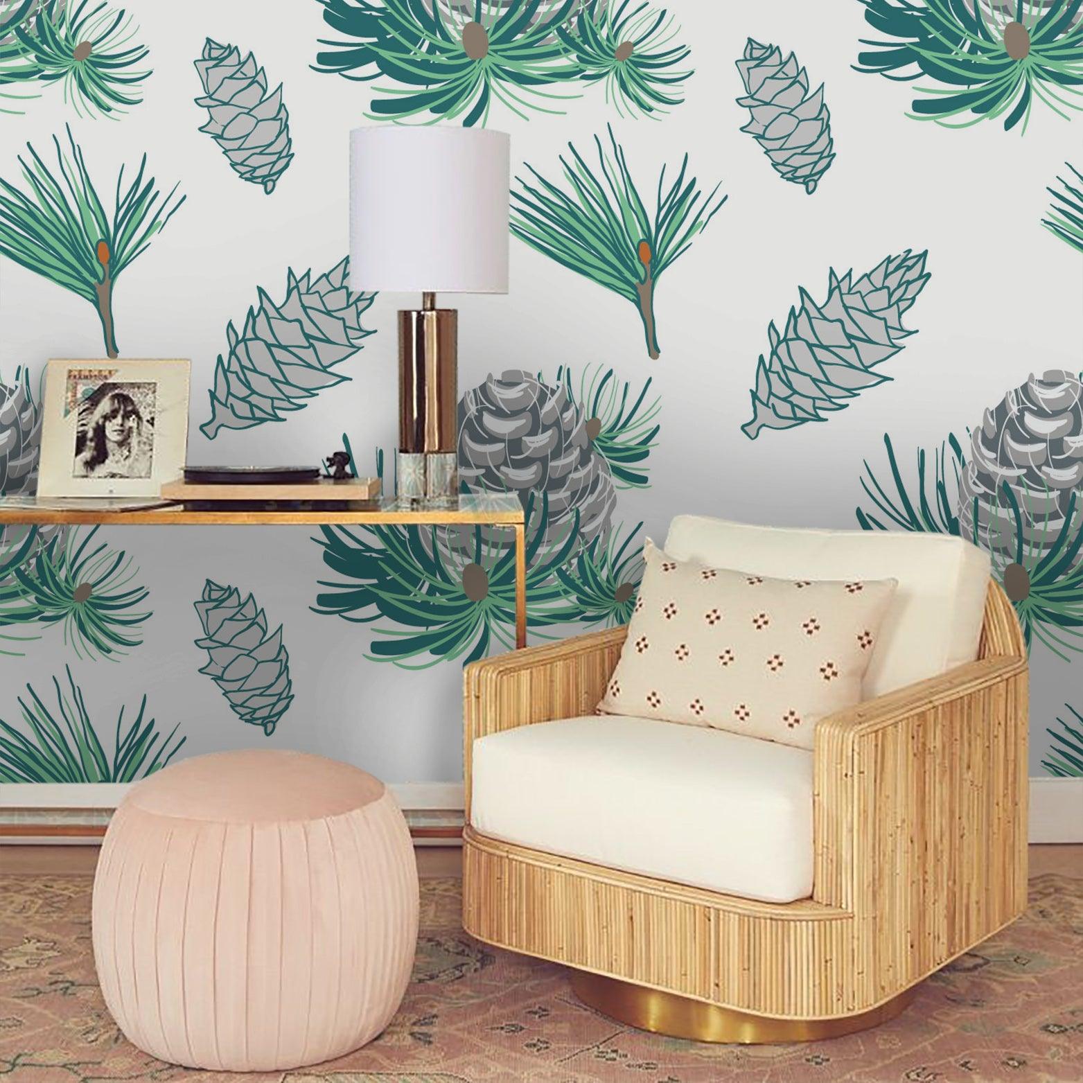 3D Green Leaf Pinecones Wall Mural Wallpaper 73- Jess Art Decoration