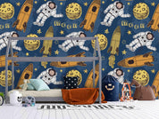 3D Cartoon Space Colorful Astronaut Rocket Pattern Wall Mural Wallpaper LXL 332- Jess Art Decoration