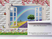 3D Window Ranbow Tree Sky Wall Mural Wallpaper 17- Jess Art Decoration