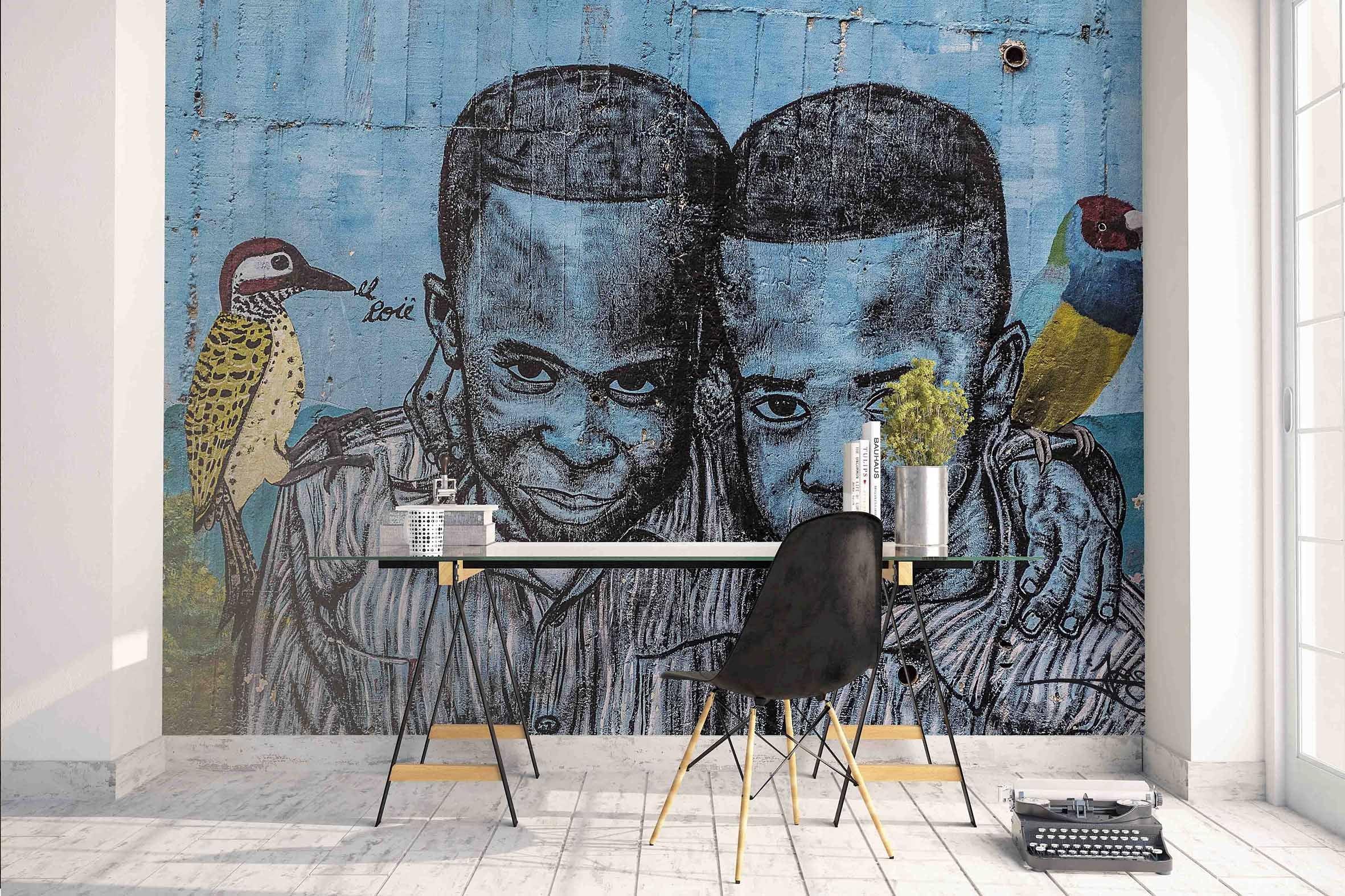 3D Retro Brother Bird Sea Graffiti Wall Mural Wallpaper 179- Jess Art Decoration