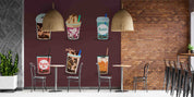 3D Red Background Bubble Tea Pearl Tea Milk Tea Shop Wall Mural Wallpaper JN 19- Jess Art Decoration