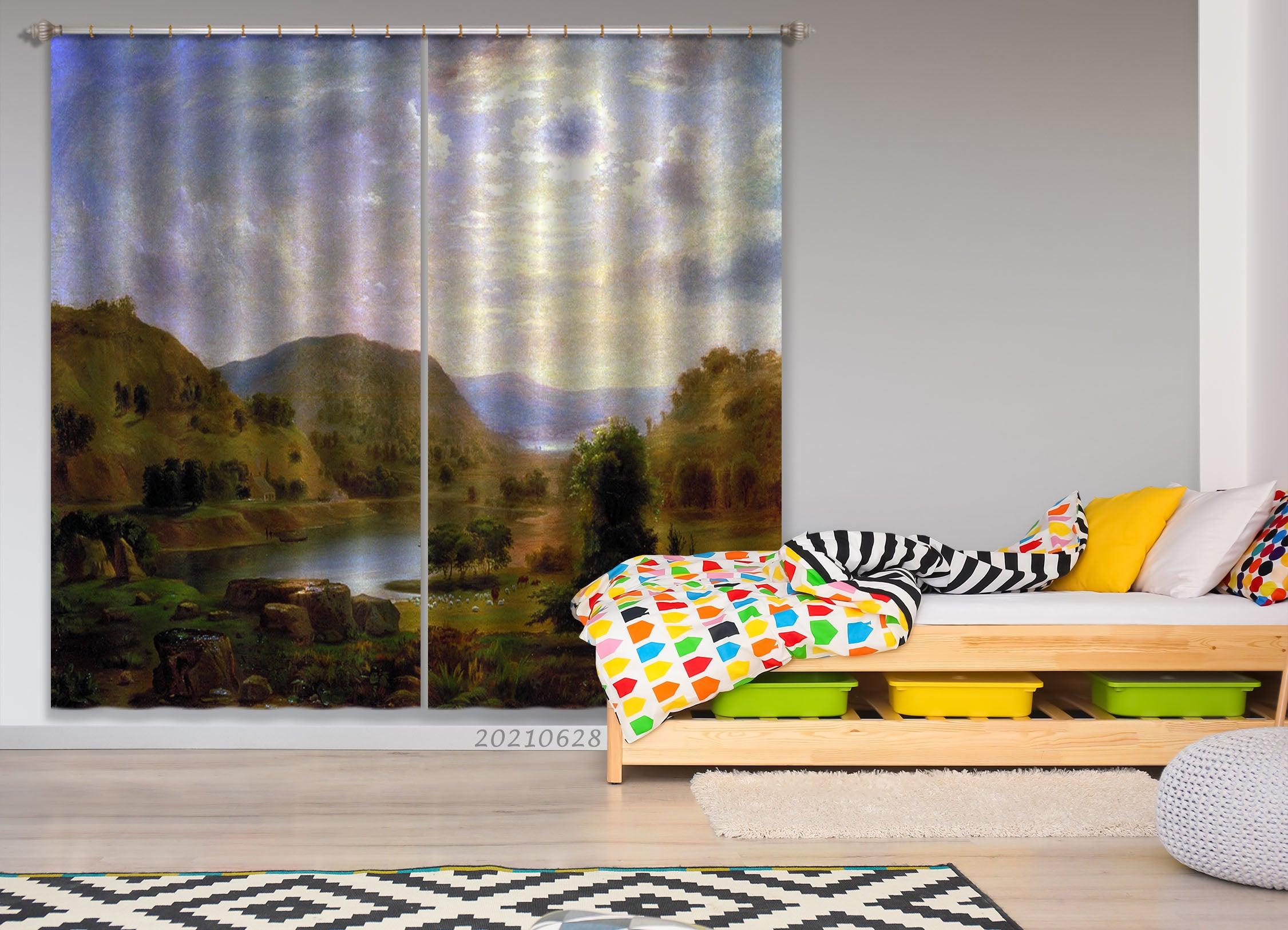 3D Nature Landscape Oil Painting Curtains and Drapes LQH 128- Jess Art Decoration