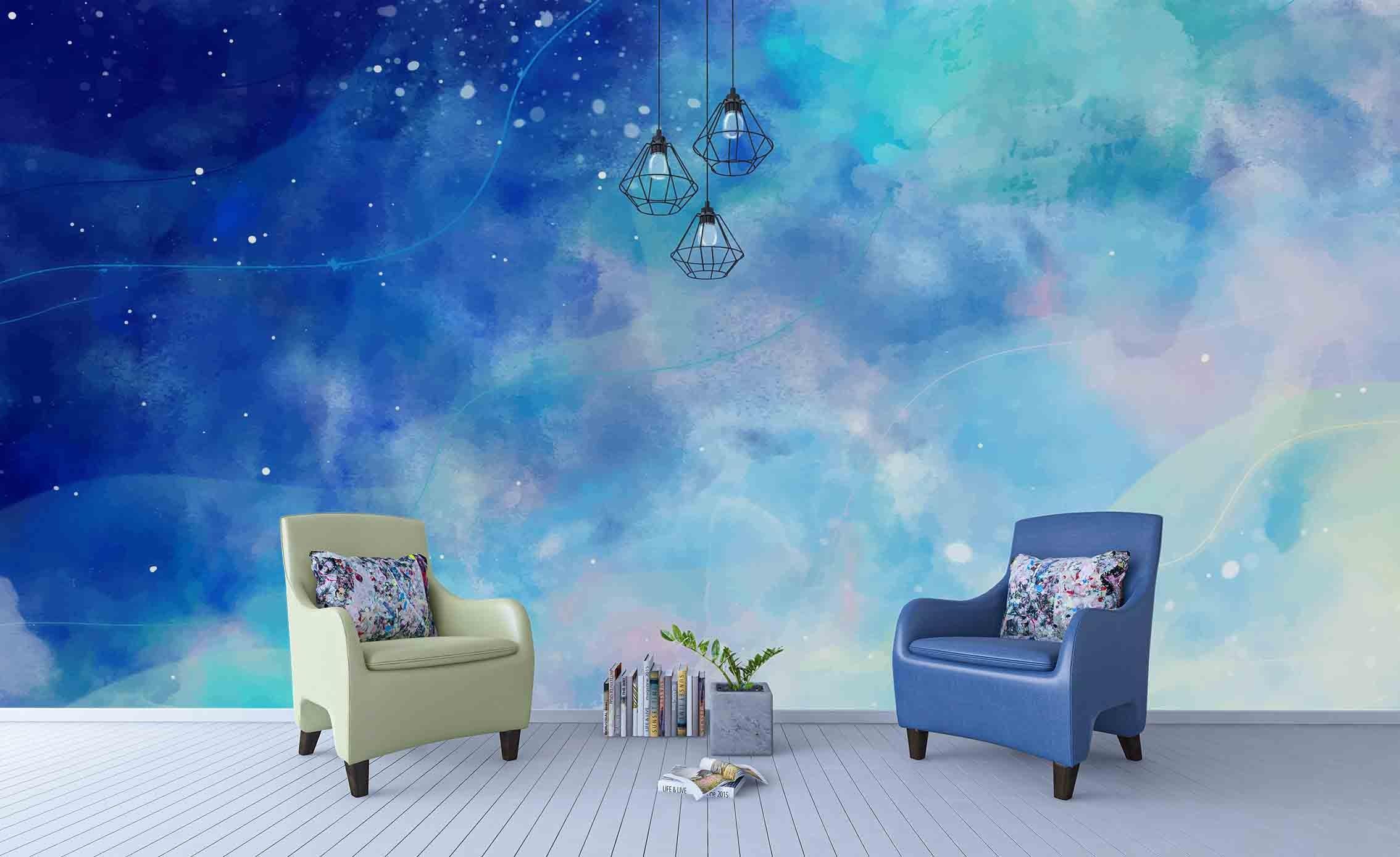 3D Blue Watercolor Wall Mural Wallpaper SF82- Jess Art Decoration
