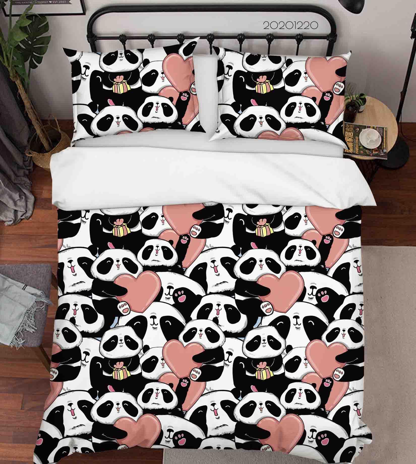 3D Hand Drawn Animal Panda Quilt Cover Set Bedding Set Duvet Cover Pillowcases 62- Jess Art Decoration