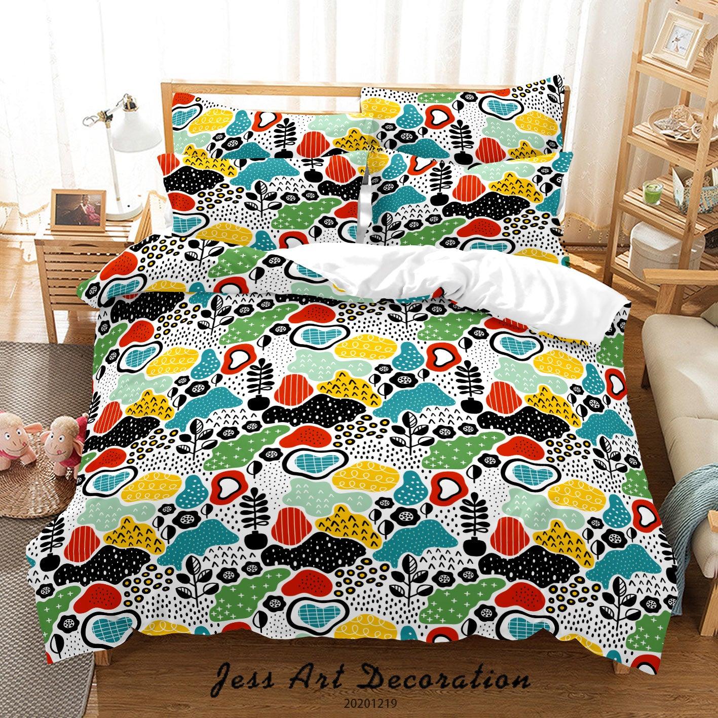 3D Abstract Color Leaf Pattern Quilt Cover Set Bedding Set Duvet Cover Pillowcases 48- Jess Art Decoration