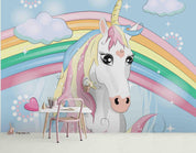 3D Unicorn Rainbow Clouds Wall Mural Wallpaper 104- Jess Art Decoration