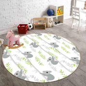 3D Cartoon Animal Koala Leaf Kids Non-Slip Round Rug Mat 149- Jess Art Decoration