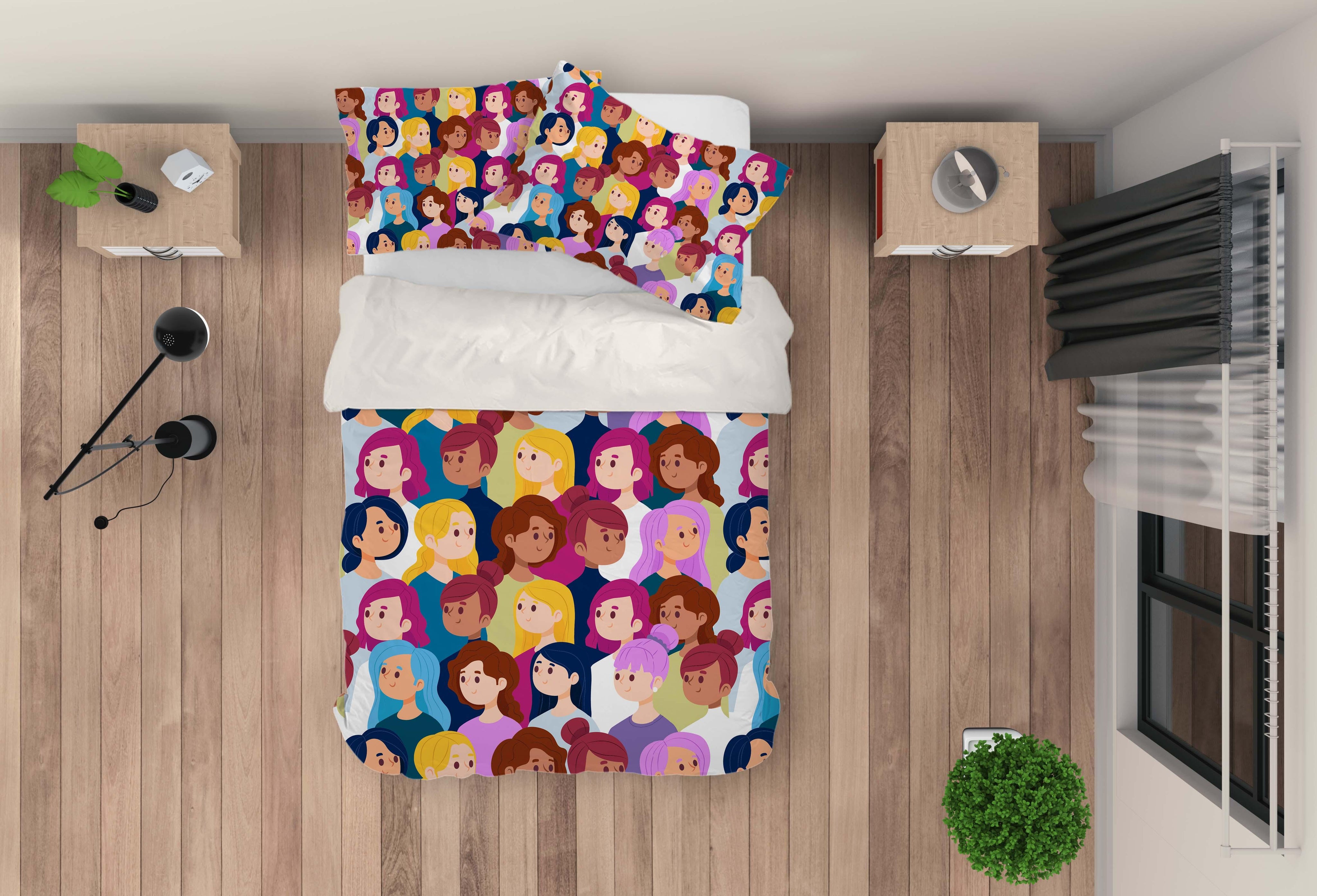 3D Cartoon Women Quilt Cover Set Bedding Set Pillowcases 70- Jess Art Decoration