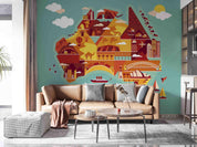 3D Cartoon Map Wall Mural Wallpaper SWW4409- Jess Art Decoration