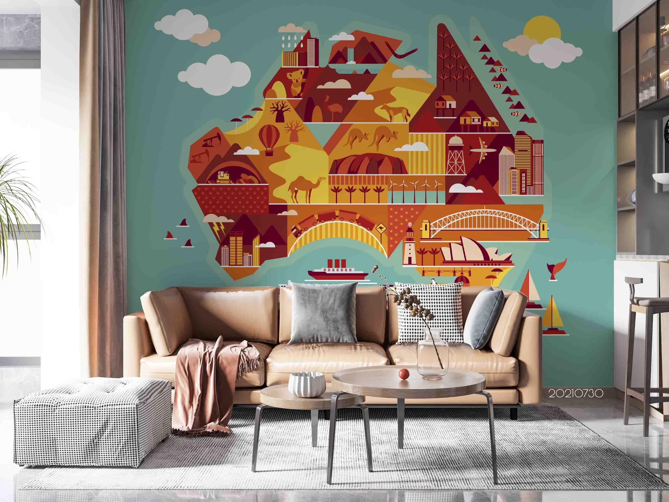 3D Cartoon Map Wall Mural Wallpaper SWW4409- Jess Art Decoration