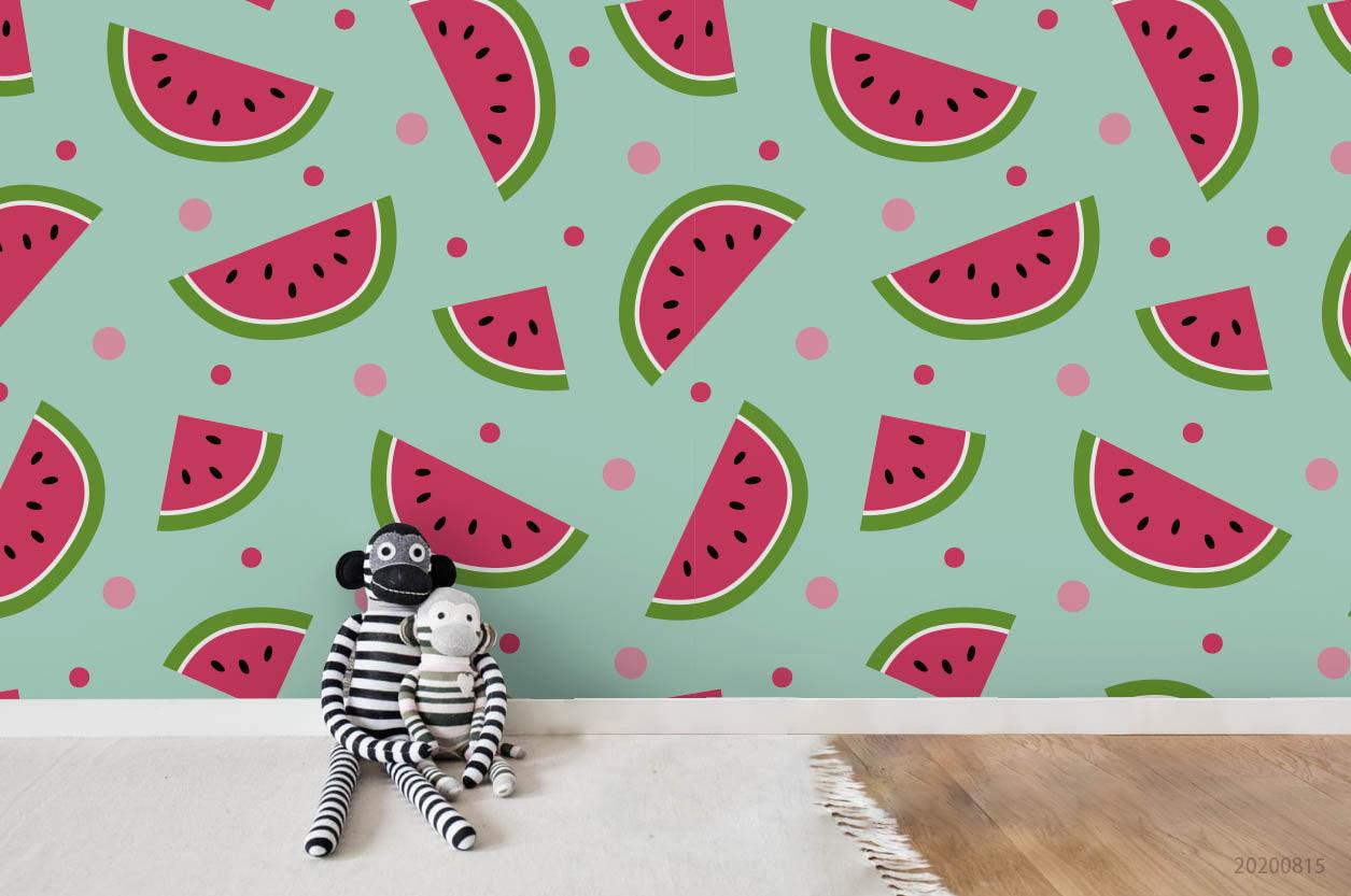 3D Cartoon Watermelon Fruity Blue Wall Mural Wallpaper LXL 1031- Jess Art Decoration