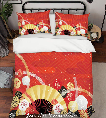 3D Floral Fan Quilt Cover Set Bedding Set Pillowcases 50- Jess Art Decoration