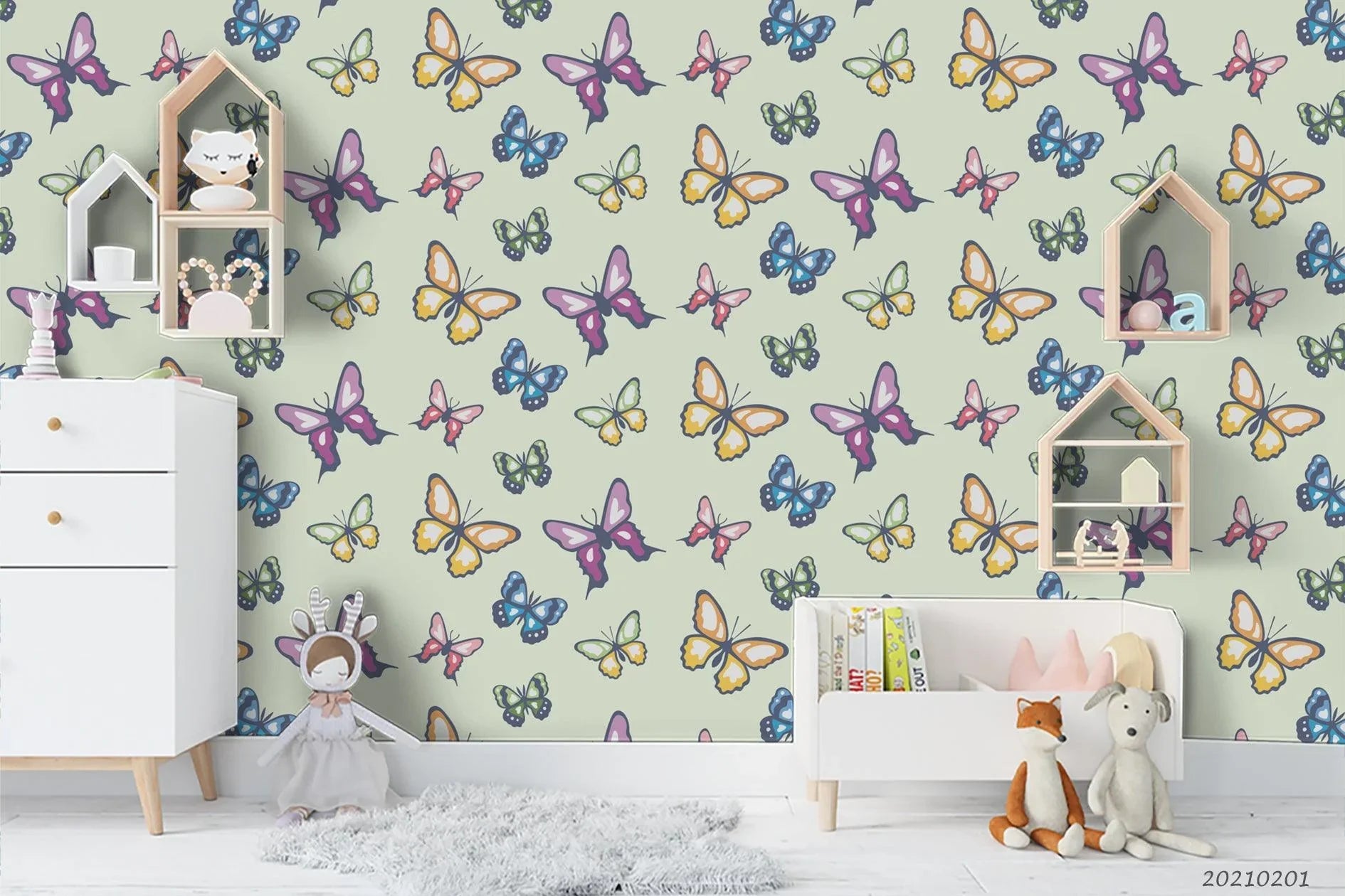 3D Hand Drawn Color Butterfly Wall Mural Wallpaper LQH 111- Jess Art Decoration