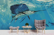 3D Blue Ocean Swordfish Wall Mural Wallpaper 54- Jess Art Decoration
