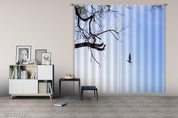 3D Branch Bird Blue Sky Scenery Curtains and Drapes GD 2565- Jess Art Decoration