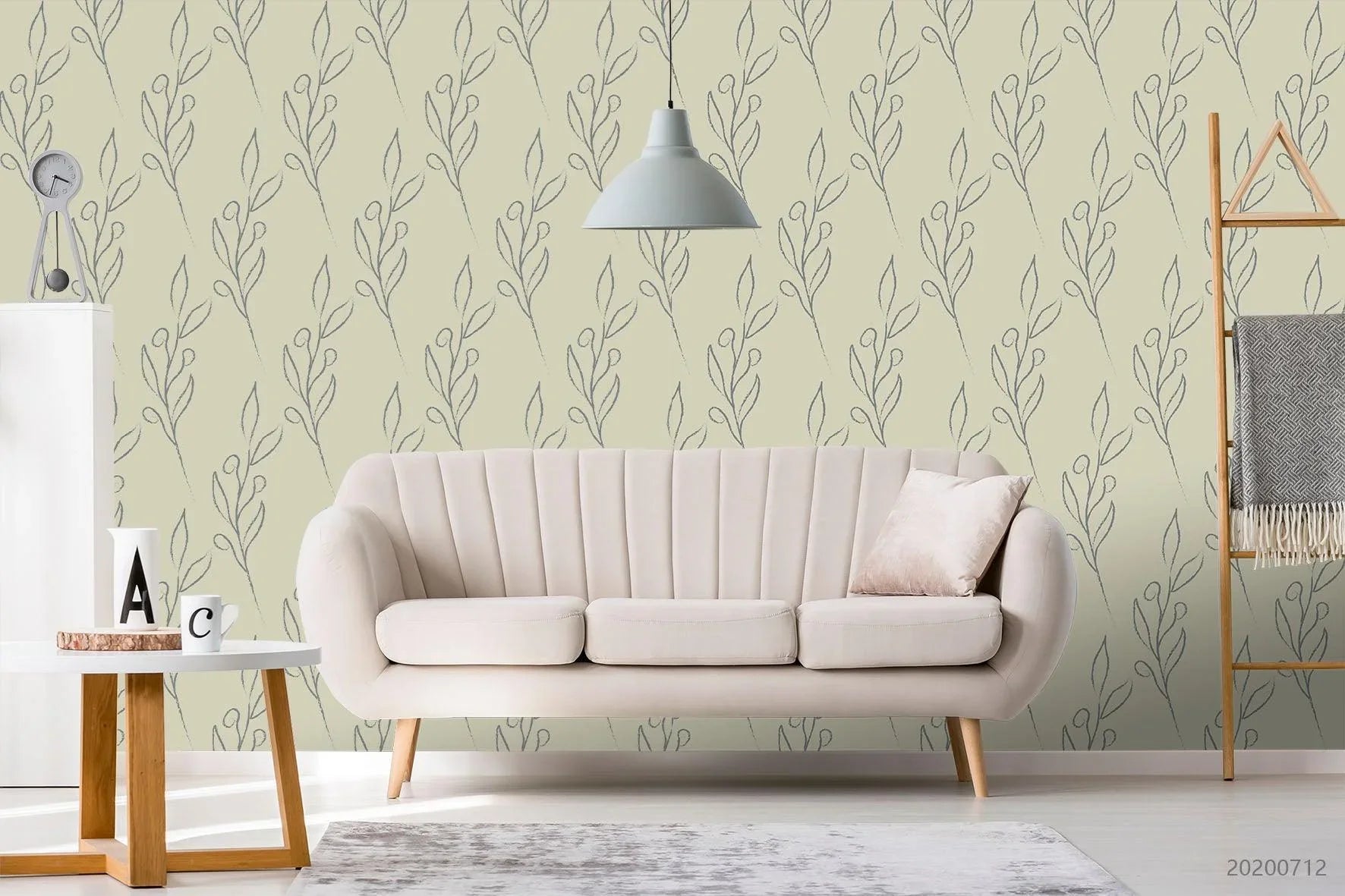 3D Hand Drawn Floral Leaf Green Wall Mural Wallpaper A077 LQH- Jess Art Decoration