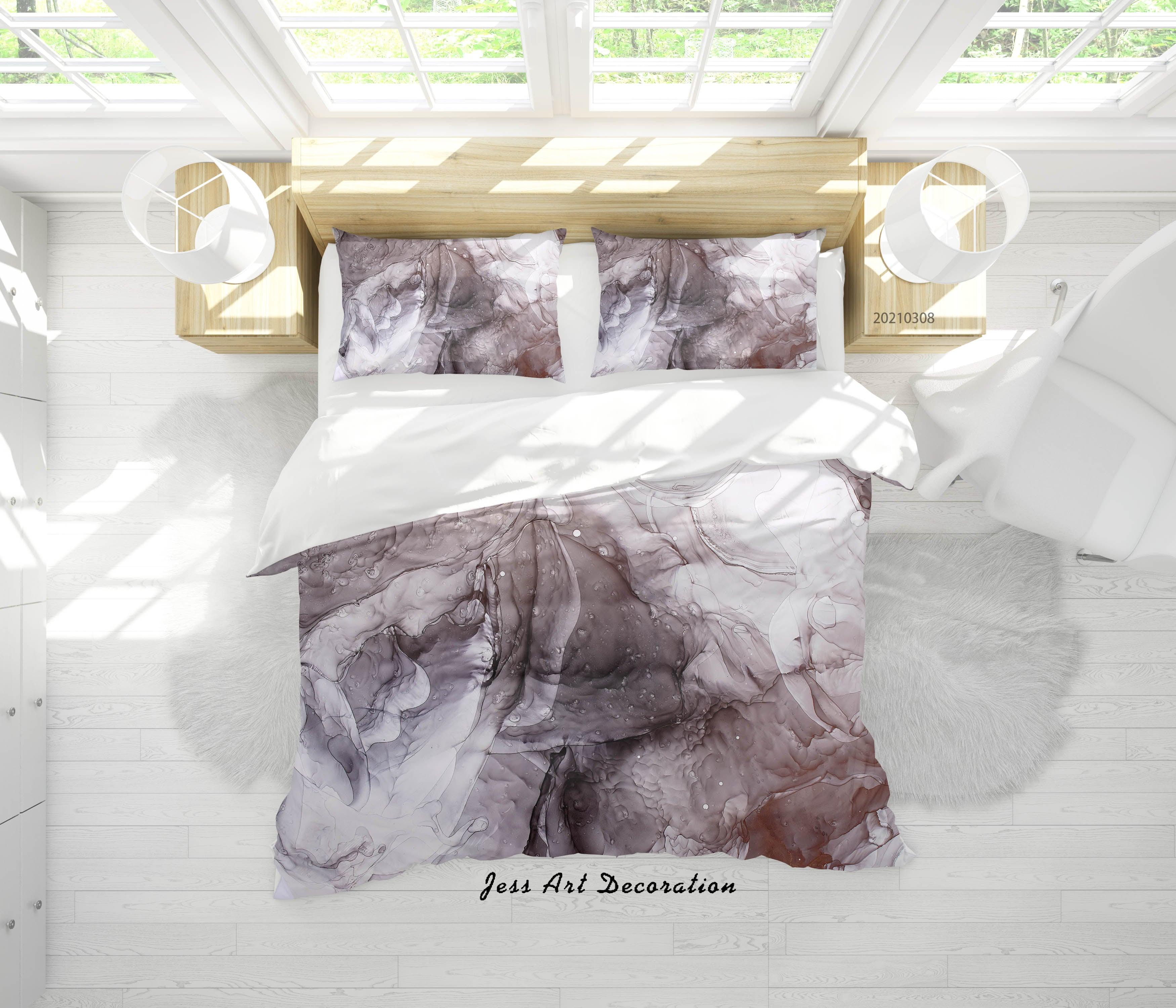 3D Abstract Grey Marble Quilt Cover Set Bedding Set Duvet Cover Pillowcases 309- Jess Art Decoration