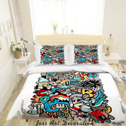 3D Graffiti Colorful Monster Quilt Cover Set Bedding Set Duvet Cover Pillowcases LXL- Jess Art Decoration