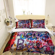3D Abstract Colored Street Graffiti Quilt Cover Set Bedding Set Duvet Cover Pillowcases 190- Jess Art Decoration