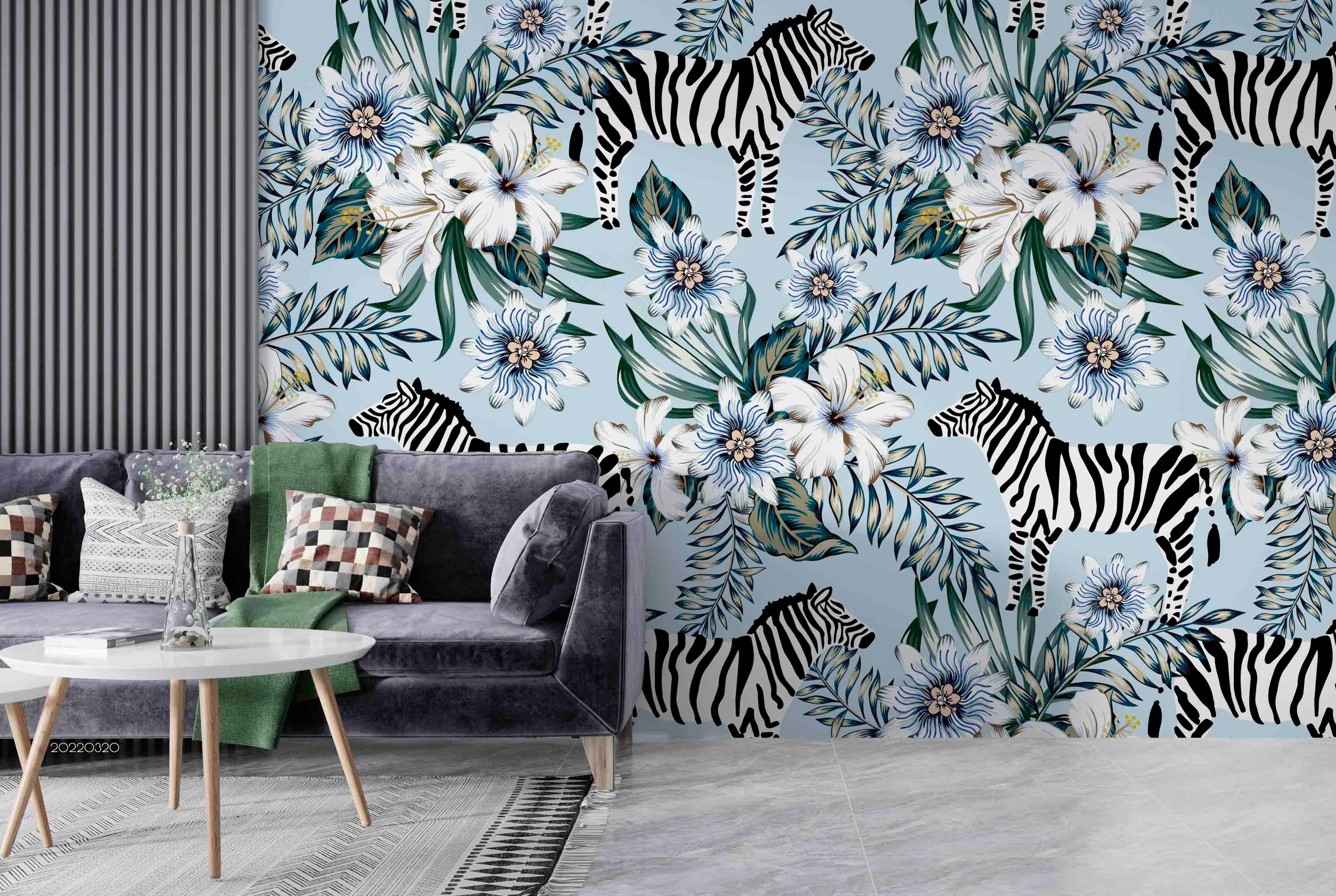 3D Vintage Floral Zebra Pattern Wall Mural Wallpaper GD 3713- Jess Art Decoration