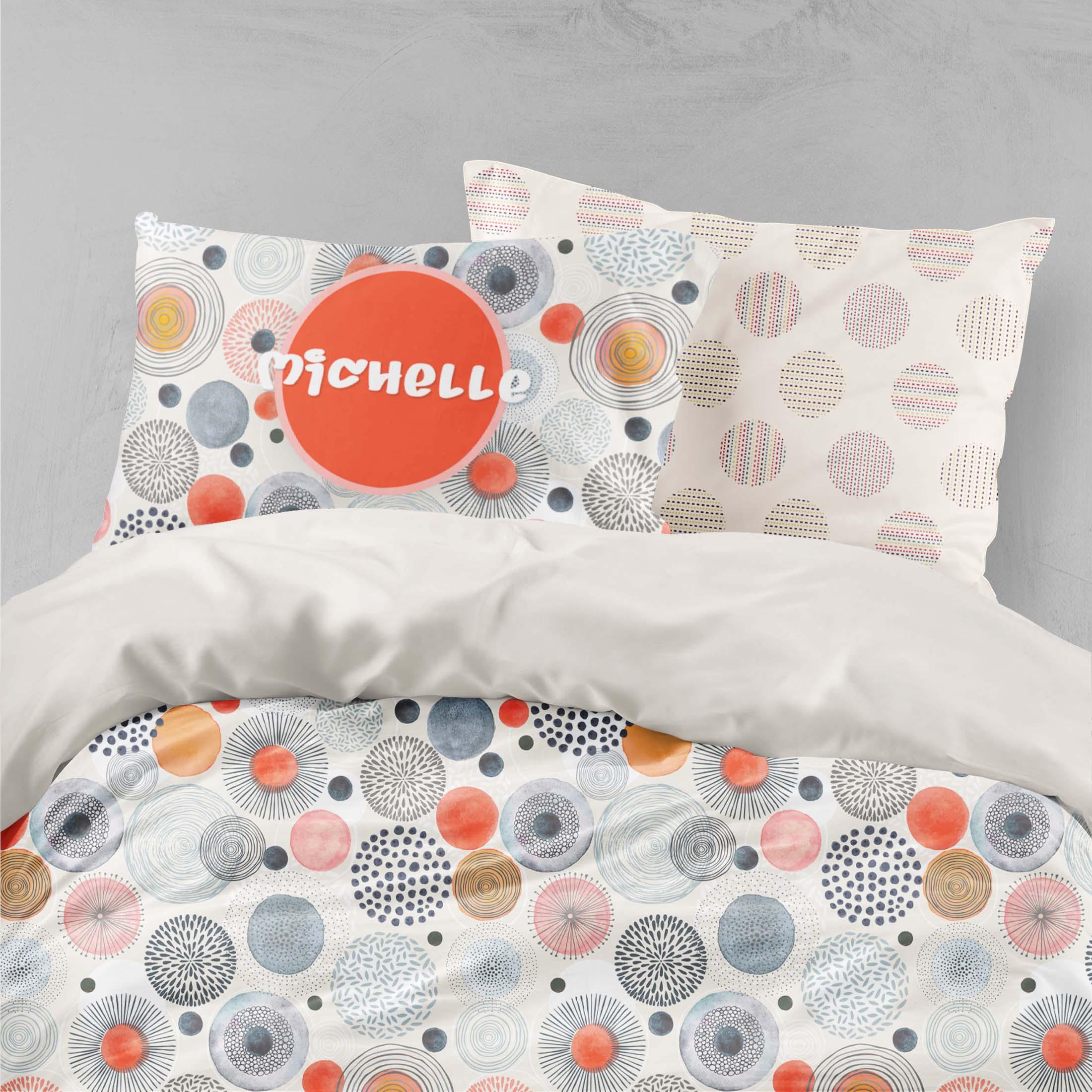 3D Orange Gray Circle Quilt Cover Set Bedding Set Pillowcases 98- Jess Art Decoration