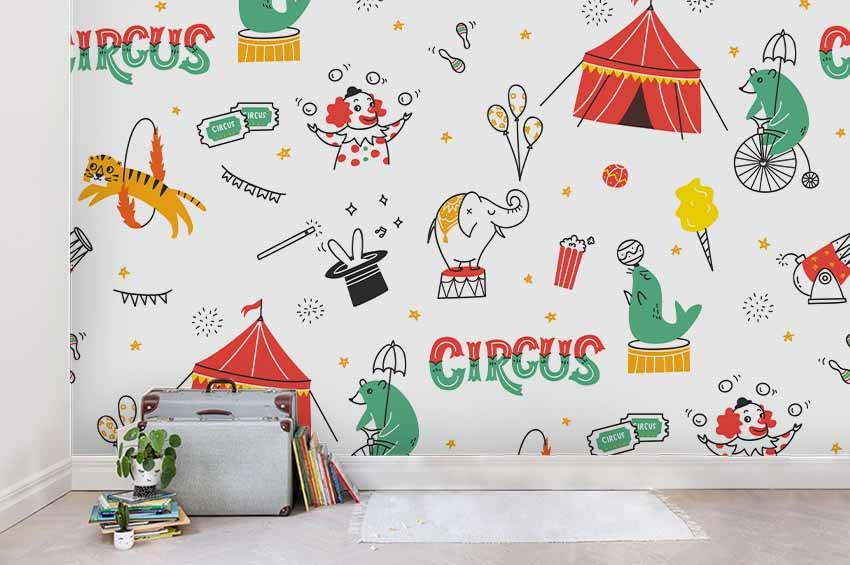 3D Cartoon Animal Circus Wall Mural Wallpaper A196 LQH- Jess Art Decoration