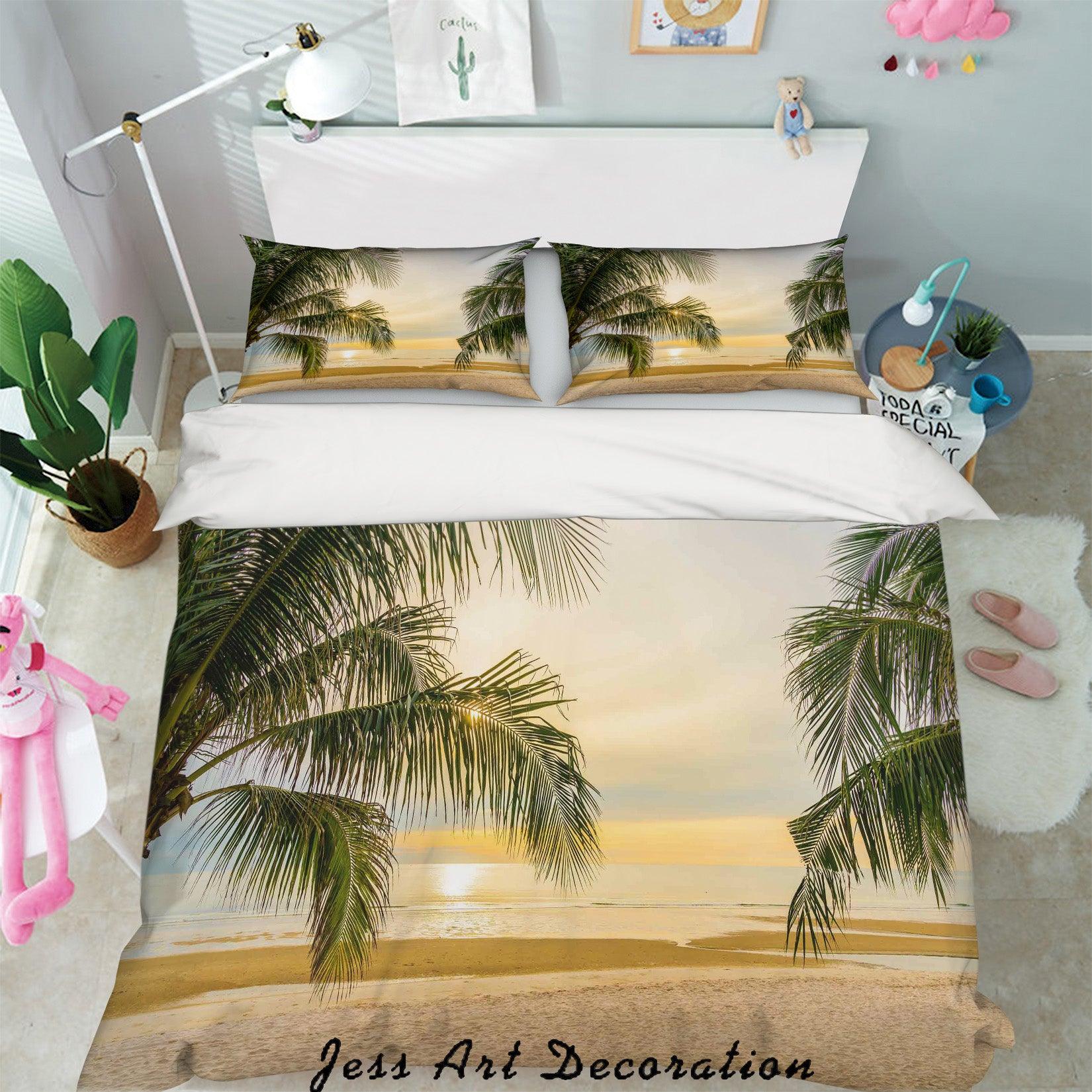 3D Sunset Tropical Beach Quilt Cover Set Bedding Set Pillowcases 05- Jess Art Decoration