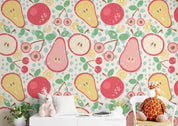 3D Cartoon Cute Colorful Fruit Apple Pear Cherry Wall Mural Wallpaper GD 939- Jess Art Decoration