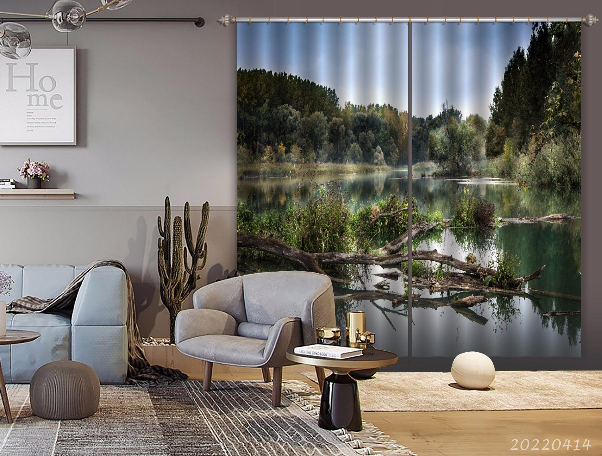3D Landscape Nature Forest Wilderness River Curtains and Drapes GD 4087- Jess Art Decoration