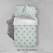 3D Hand Drawn Green Ginkgo Biloba Leaves Plant Pattern Quilt Cover Set Bedding Set Duvet Cover Pillowcases LXL- Jess Art Decoration