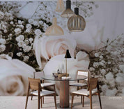 3D White Rose Floral Wall Mural Wallpaper LQH 330- Jess Art Decoration