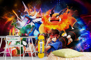 3D Cartoon Dargon Boy Girl Wall Mural Wallpaper WJ 5245- Jess Art Decoration