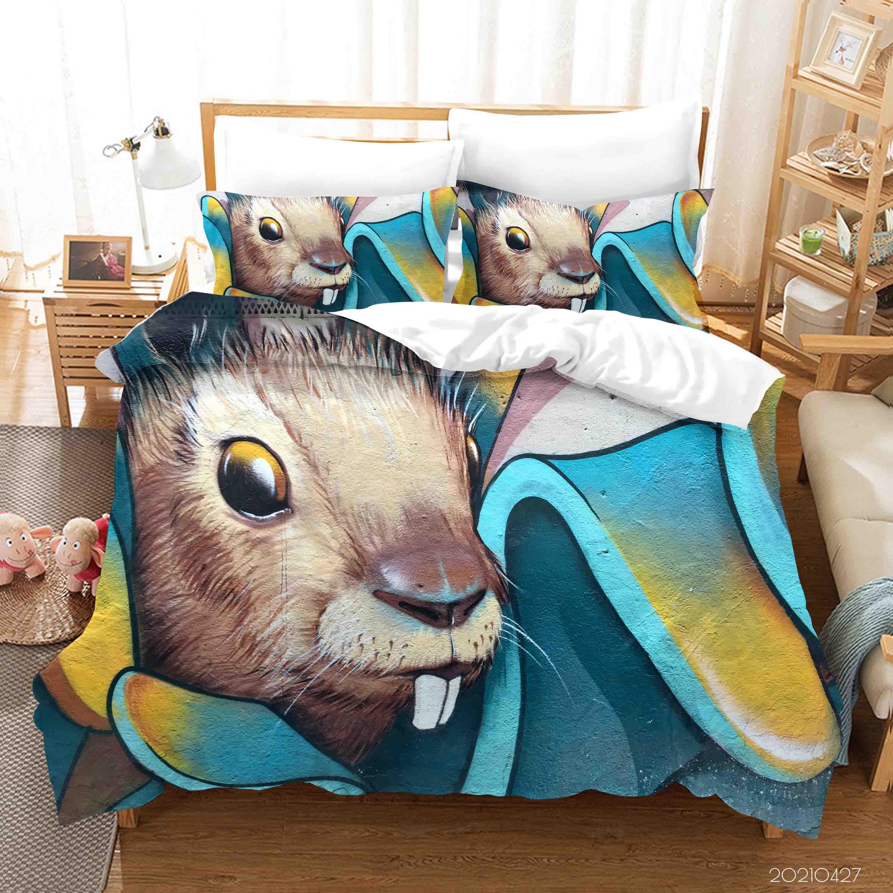 3D Abstract Graffiti Mouse Quilt Cover Set Bedding Set Duvet Cover Pillowcases 127- Jess Art Decoration