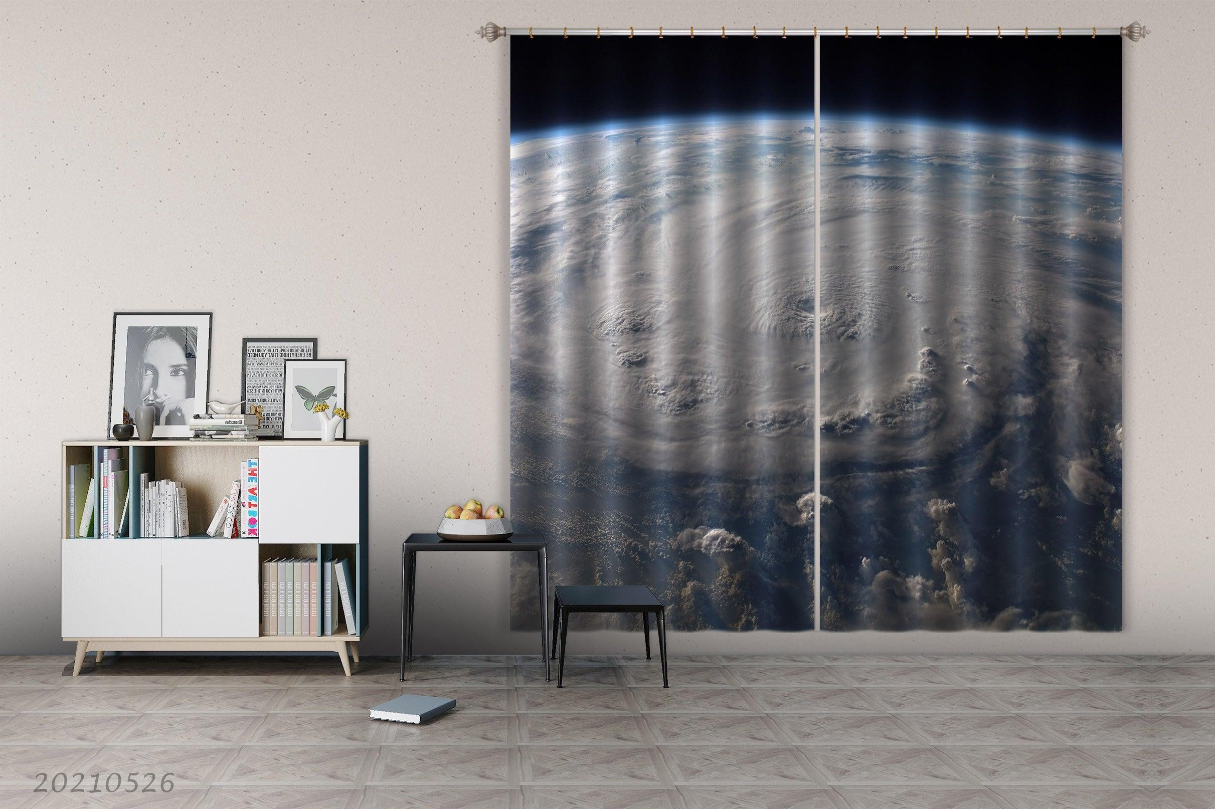 3D Space Earth Cloud Swirl Curtains and Drapes GD 331- Jess Art Decoration
