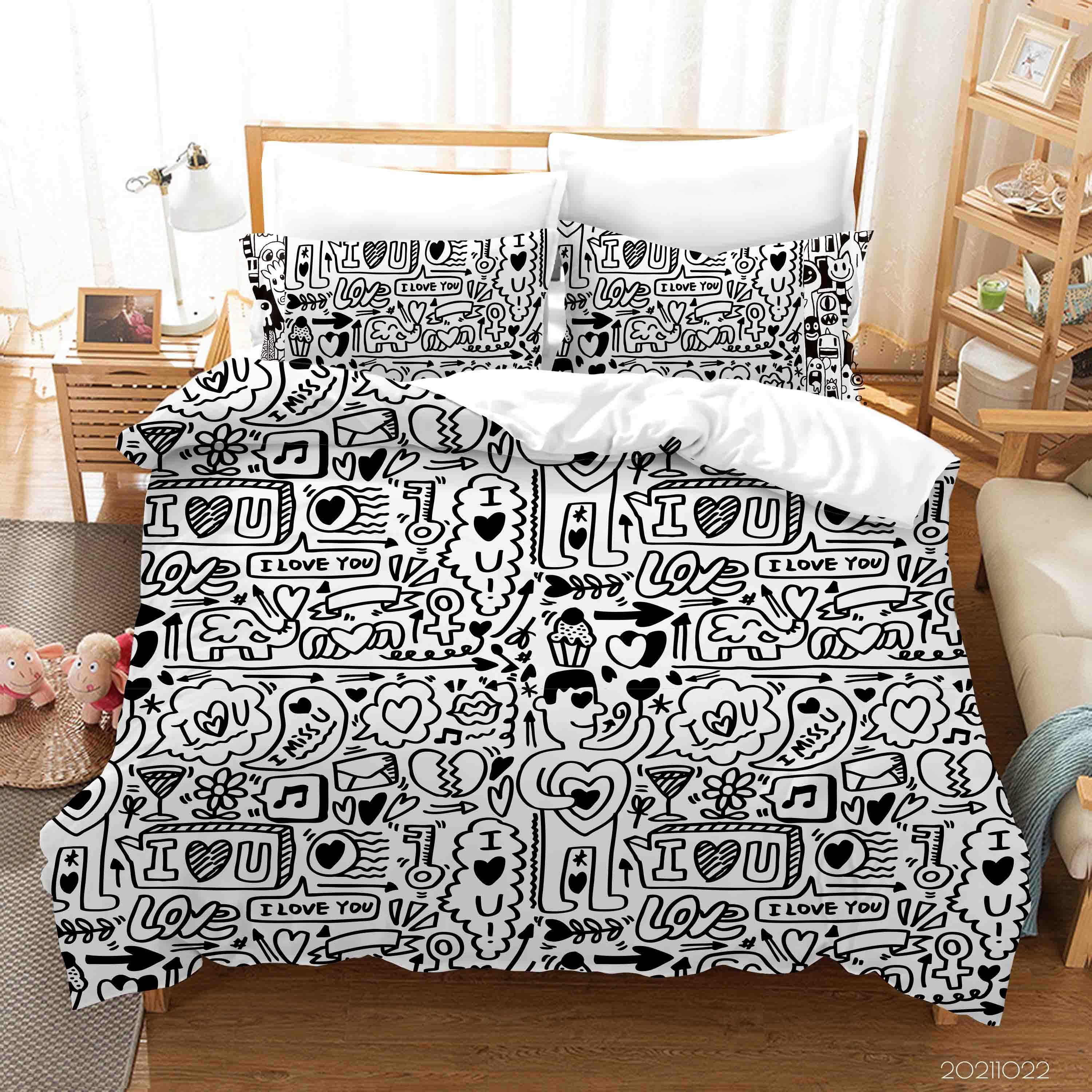 3D Abstract Art Graffiti Quilt Cover Set Bedding Set Duvet Cover Pillowcases 65- Jess Art Decoration
