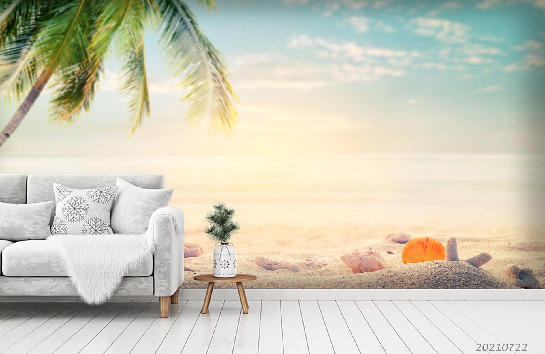 3D Sky Beach Palm Landscape Wall Mural Wallpaper LQH 199- Jess Art Decoration